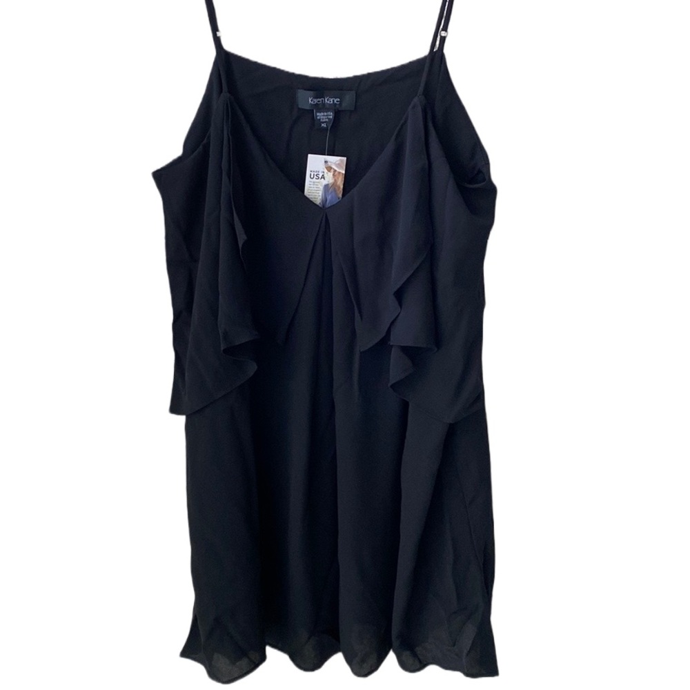 NWT 🖤 Karen Kane Fully-Lined Adjustable Spaghetti Strap Drape Tank/Camisole, XL